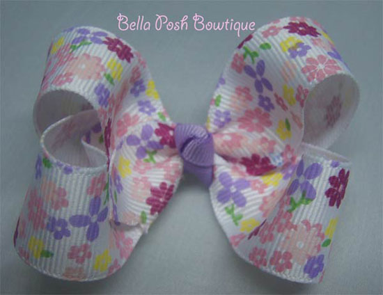 Flower Print Twisted Boutique Bow-bow, princess bow