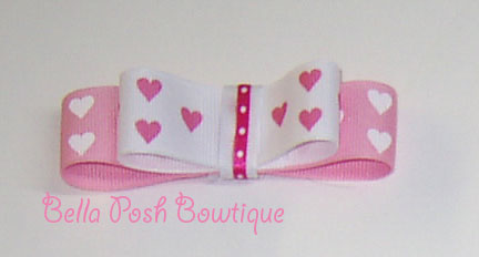 Hearts Layered Tuxedo Bow-tuxedo bow, medium bow, gift bow, gift, valentine's bow
