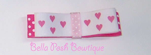 Hearts & Swiss Tuxedo Layered Bow-tuxedo bow