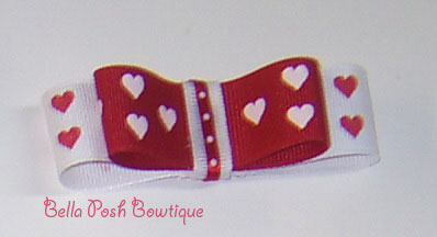Hearts Layered Tuxedo Bow-tuxedo bow, medium bow, gift bow, gift, valentine's bow