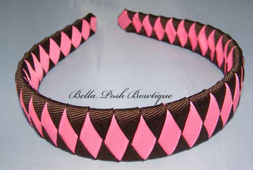 Hot Pink Diamond/Brown Woven Headband-woven headband