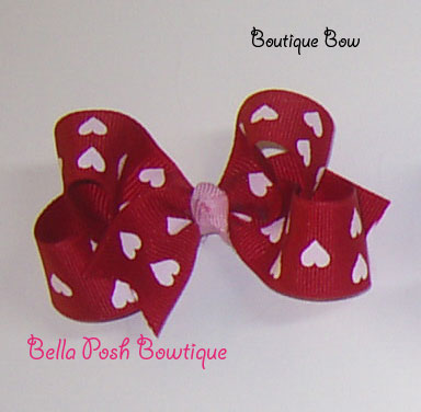 Red Hearts Boutique Bow-boutique bow, valentine's bow