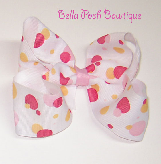 Red/Orange Scattered Dots Boutique Bow-bow