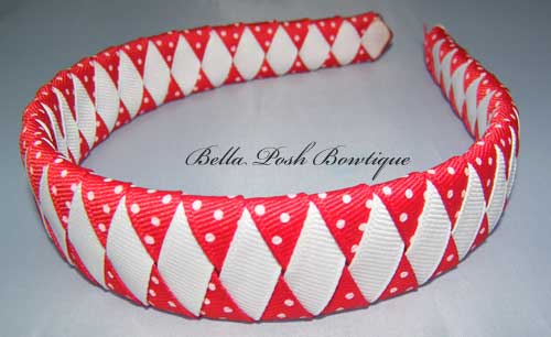 Red Swiss Diamond Woven Headband-woven headband